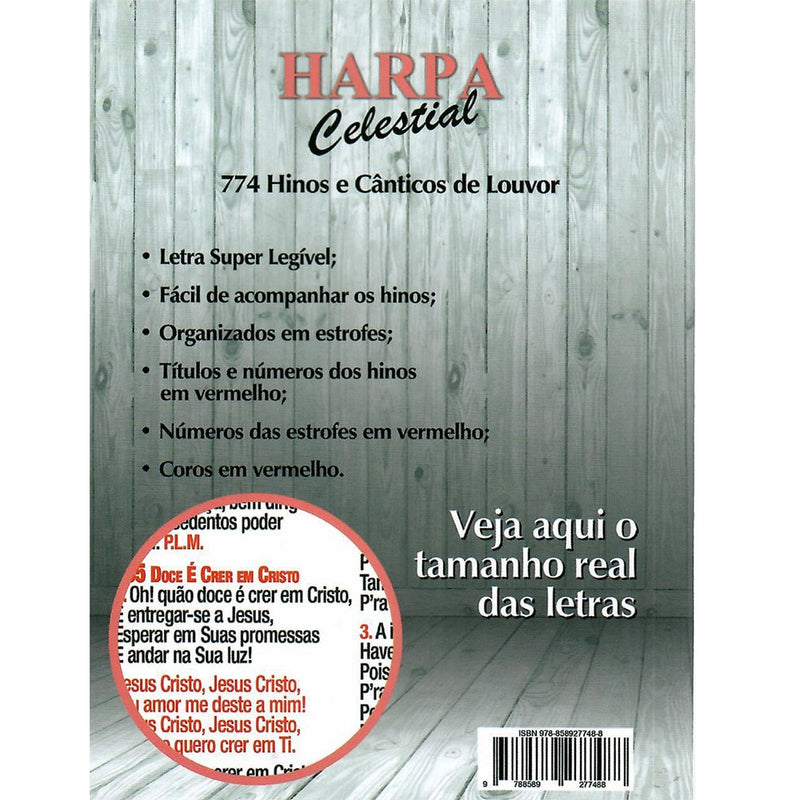 Harpa Celestial 774 |Super Legível | Vaso Vidro