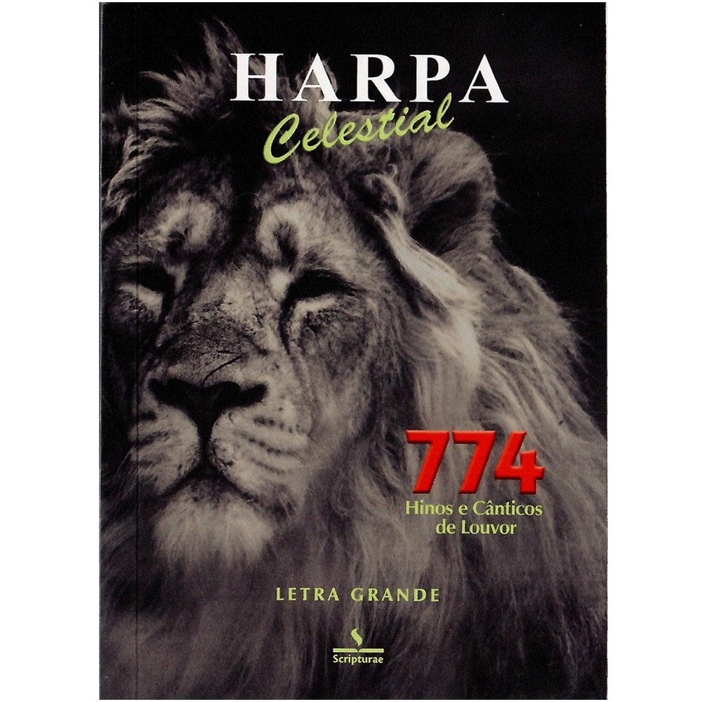 Harpa Celestial 774 Letra Grande, capa com imagem de um leão cinza. — Plenitude