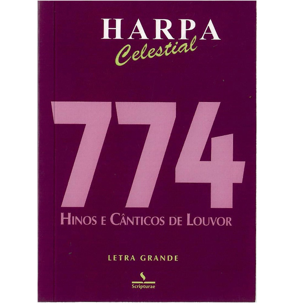 Harpa Celestial 774 Letra Grande, capa roxa com título e número. — Plenitude