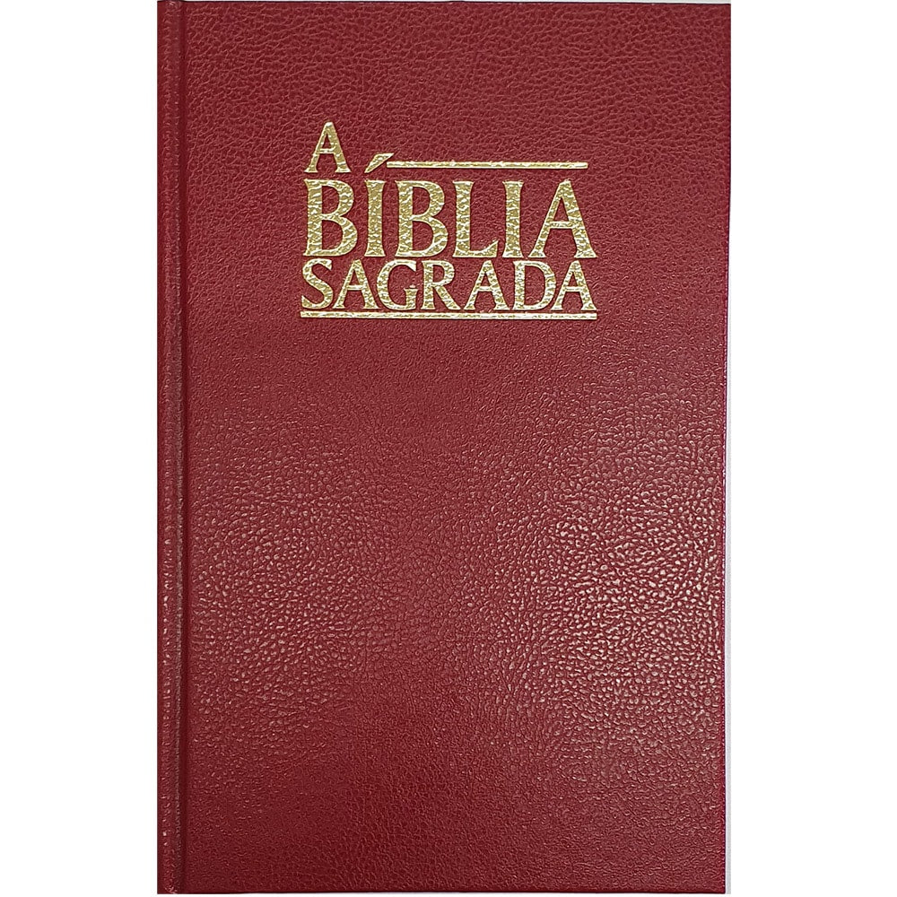 Bíblia Sagrada ACF, capa dura vermelha com textura, letras douradas "A Bíblia Sagrada" em relevo. — Plenitude