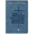 Bíblia A Mensagem, capa luxo azul com frase "Nada pode se intrometer entre nós e o amor de Deus" e cruz. — Plenitude