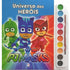 Livro de aquarela PJ Masks Universo dos Heróis, capa com os personagens PJ Masks e kit de aquarela — Plenitude