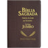 Bíblia Sagrada ARC Letra Jumbo, capa marrom com detalhes em relevo e letras douradas. — Plenitude