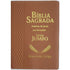 Bíblia Sagrada ARC Letra Jumbo, capa marrom com detalhes em dourado e textura geométrica. — Plenitude