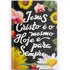 Bíblia Sagrada NVT capa dura preta com flores coloridas e frase "Jesus Cristo é o mesmo hoje e para sempre". — Plenitude