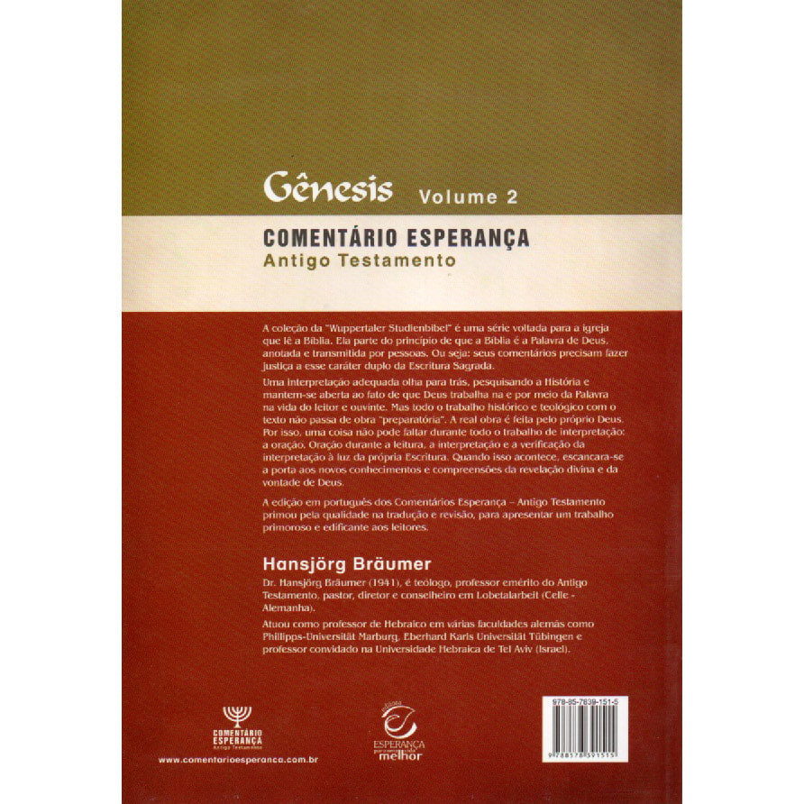 Gênesis Vol. 2 | Comentário Esperança | Hansjörg Bräumer