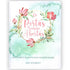 Livro De Portas Sempre Abertas, de Jen Schmidt. Capa verde-água com uma coroa de flores em tons de rosa. — Plenitude