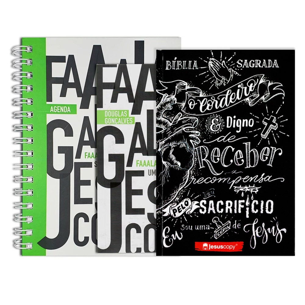 Kit Faaala Galera Galera Jesus Copy | Bíblia, Agenda Espiral e Devocio, com uma bíblia, uma agenda e um devocional. — Plenitude