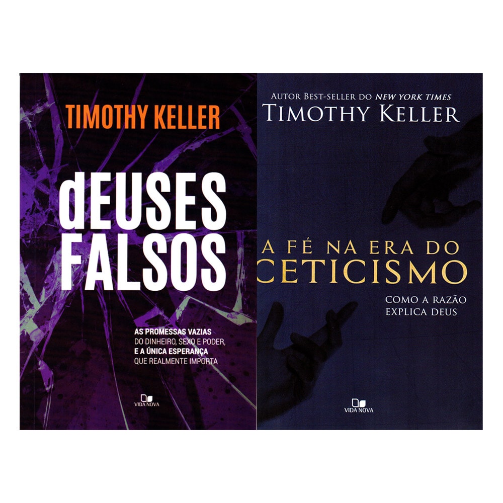 Kit Idolatria | Timothy Keller, com dois livros de capa mole, um preto e um azul, com ilustrações abstratas. — Plenitude