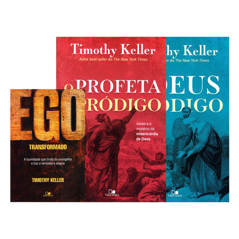 Kit de 3 livros "Pródigo" de Timothy Keller, capas coloridas com ilustrações. — Plenitude