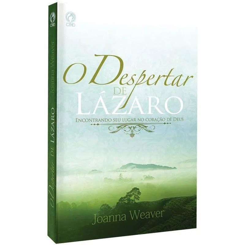 Livro O Despertar de Lázaro de Joanna Weaver, capa branca e verde com paisagem. — Plenitude