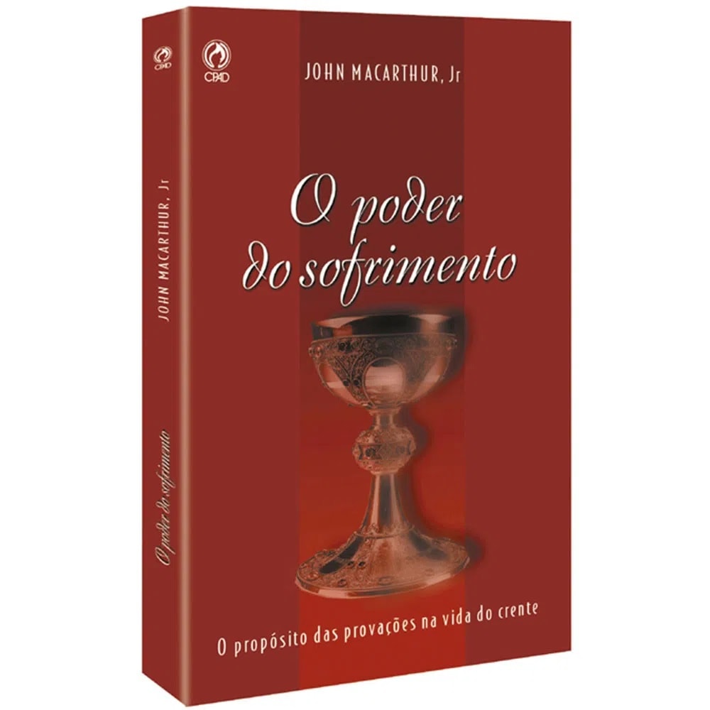 Livro O Poder do Sofrimento de John MacArthur, capa vermelha com taça. — Plenitude