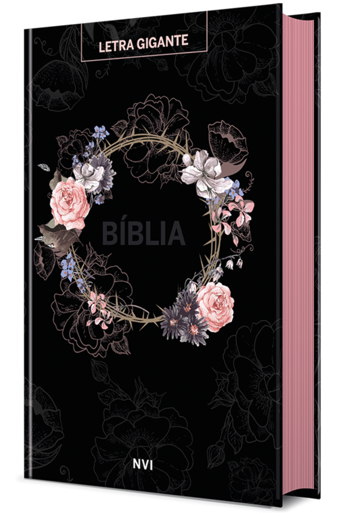 Bíblia Sagrada Flores Preta | NVI | Letra Gigante | Capa Dura