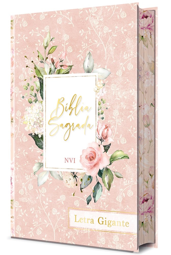 Bíblia Sagrada Flores Rosa | NVI |  Letra Gigante | Capa Dura