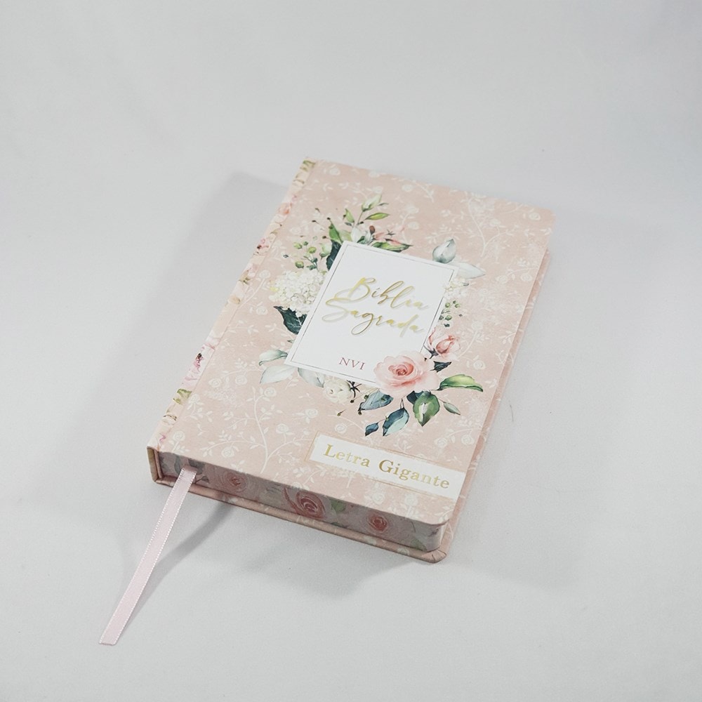 Bíblia Sagrada Flores Rosa | NVI |  Letra Gigante | Capa Dura