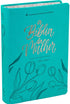Bíblia da Mulher, NAA, capa luxo turquesa com flores e letras douradas. — Plenitude