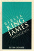 Bíblia King James Atualizada Retro, capa dura com design geométrico em azul e preto. — Plenitude