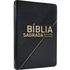 Bíblia Sagrada NVI, capa preta de couro luxo com detalhes dourados e letras douradas. — Plenitude