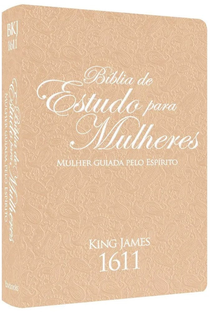 Bíblia de Estudo para Mulheres | BKJ 1611 | Letra normal | Capa Luxo Rose e Branco