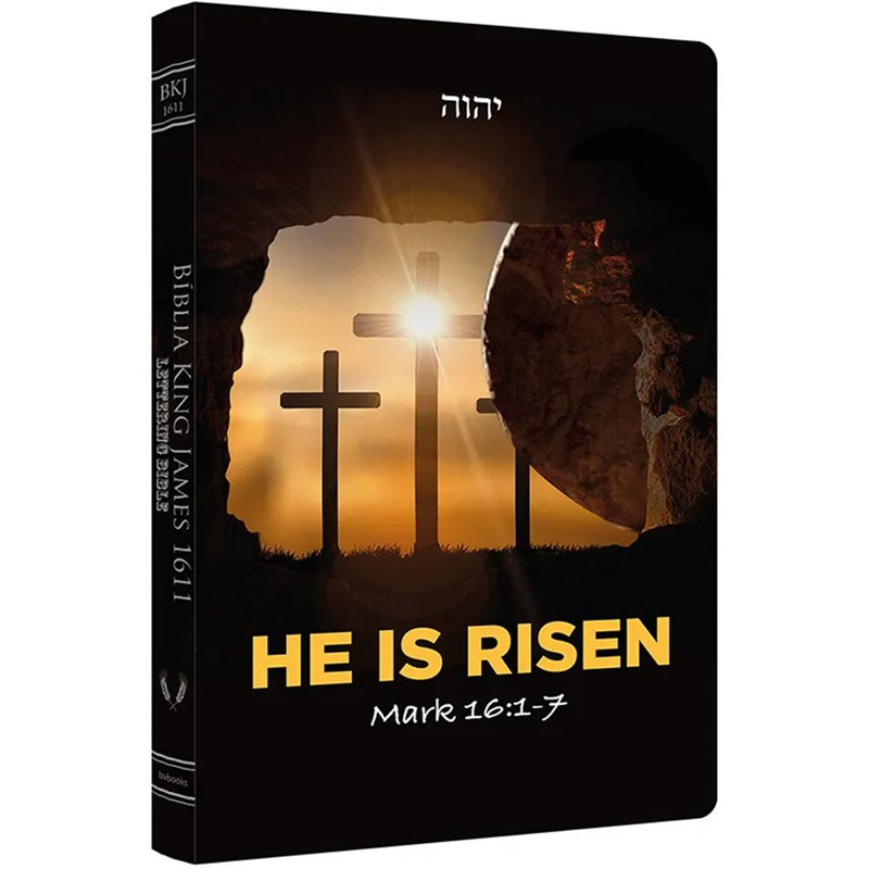 Bíblia King James 1611 Ultra Fina Lettering Bible | Letra Normal | Capa He Is Risen