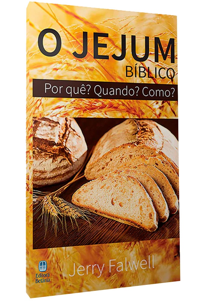 Livro O Jejum Bíblico por Jerry Falwell, capa amarela com pães e trigo. — Plenitude