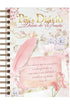 Diário de Oração Refúgio Pão Diário, capa floral com pena rosa e versículo. — Plenitude
