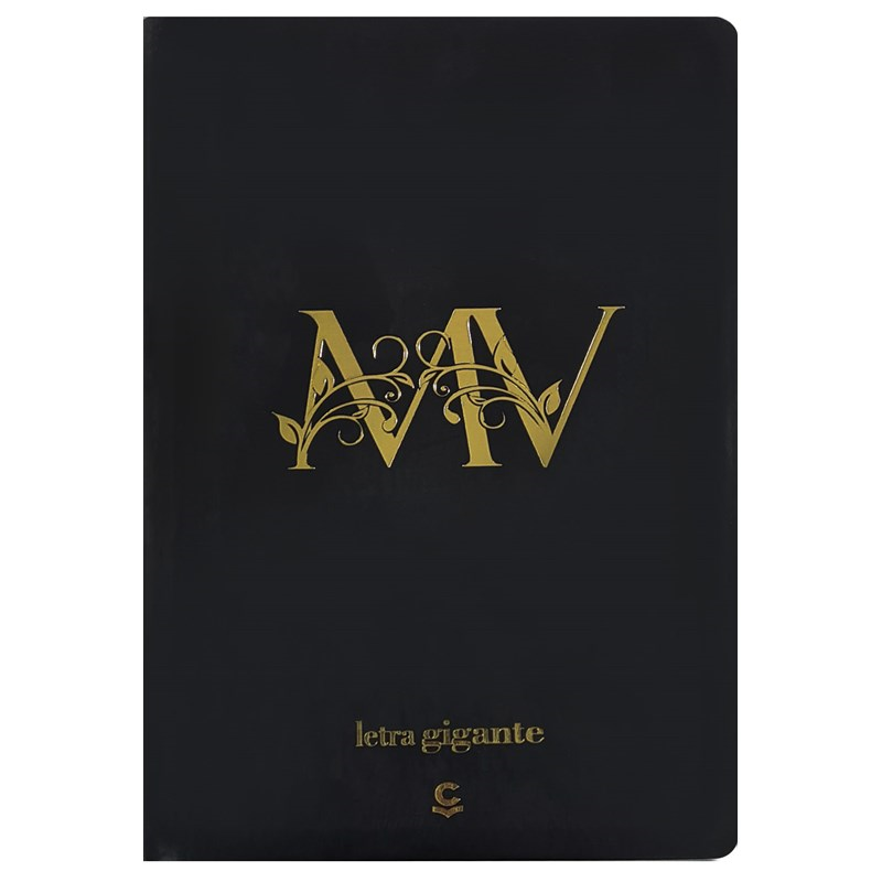 Bíblia da Mulher Vitoriosa, Letra Gigante, ARC, capa preta com letras douradas e detalhes florais. — Plenitude.