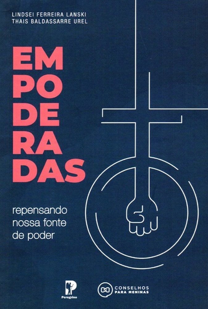 Livro Empoderadas de Lindsei Ferreira Lanski, capa azul com desenho de punho e cruz. — Plenitude