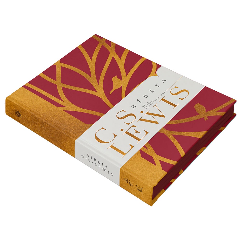 Bíblia C. S. Lewis | NVT | Leitura Perfeita | Capa Dura Vermelho e Dourado