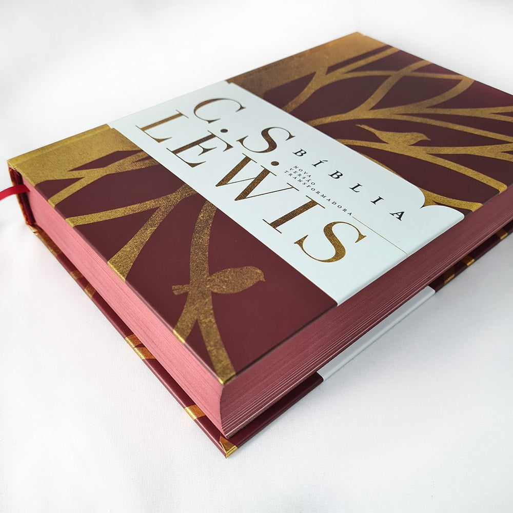 Bíblia C. S. Lewis | NVT | Leitura Perfeita | Capa Dura Vermelho e Dourado