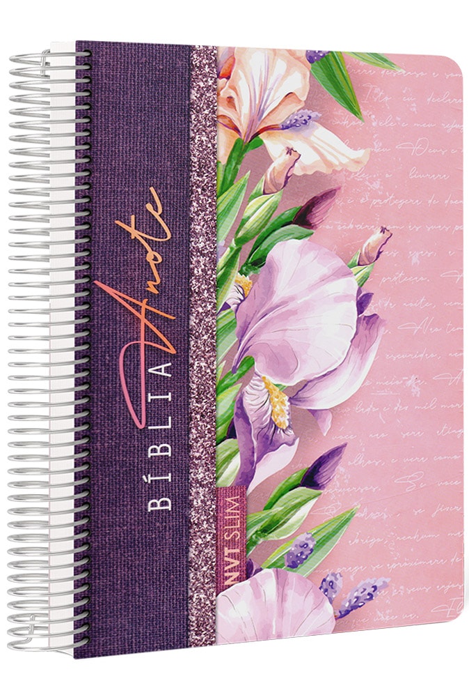 Bíblia Anote Slim | NVT | Capa Espiral Flores Lilás