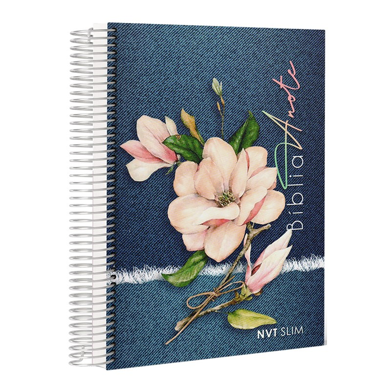Bíblia Anote Slim | NVT | Capa Espiral Jeans Magnólia
