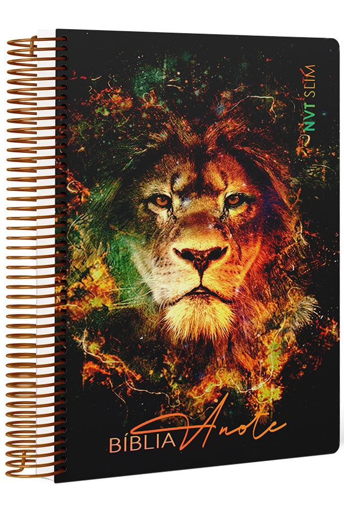 Bíblia Anote Slim | NVT | Capa Espiral Leão Fire