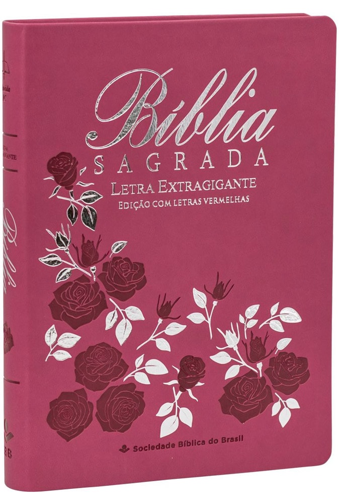 Bíblia Sagrada | Letra Extragigante | ARC | Capa Luxo Flor Pink