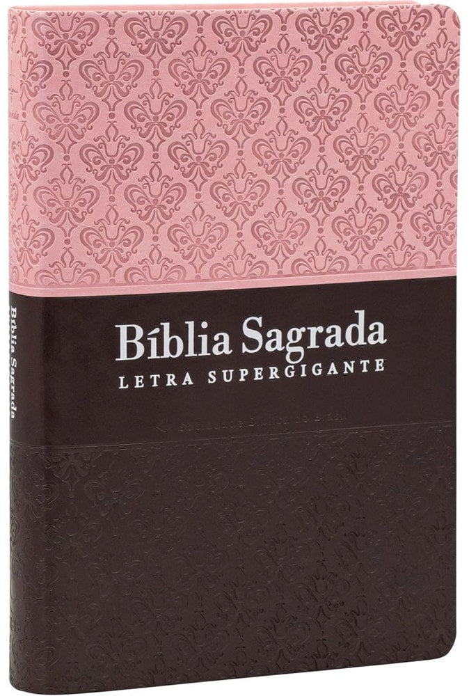 Bíblia Sagrada | Letra Supergigante | ARC | Capa Luxo Rosa e Marrom