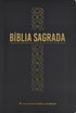 Bíblia Sagrada preta com capa luxo e cruz geométrica dourada, escrita "Bíblia Sagrada" e "Sociedade Bíblica do Brasil" — Plenitude