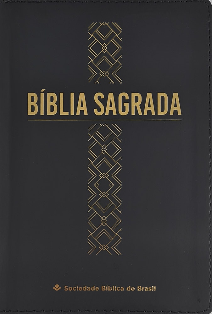 Bíblia Sagrada | Letra Grande | ARC | Capa Luxo Cruz Geométrica Preta C/ Ziper