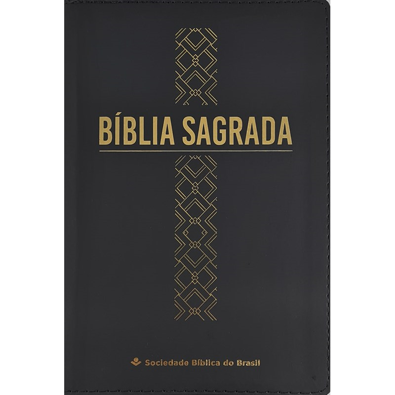 Bíblia Sagrada | Letra Grande | ARC | Capa Luxo Cruz Geométrica Preta C/ Ziper