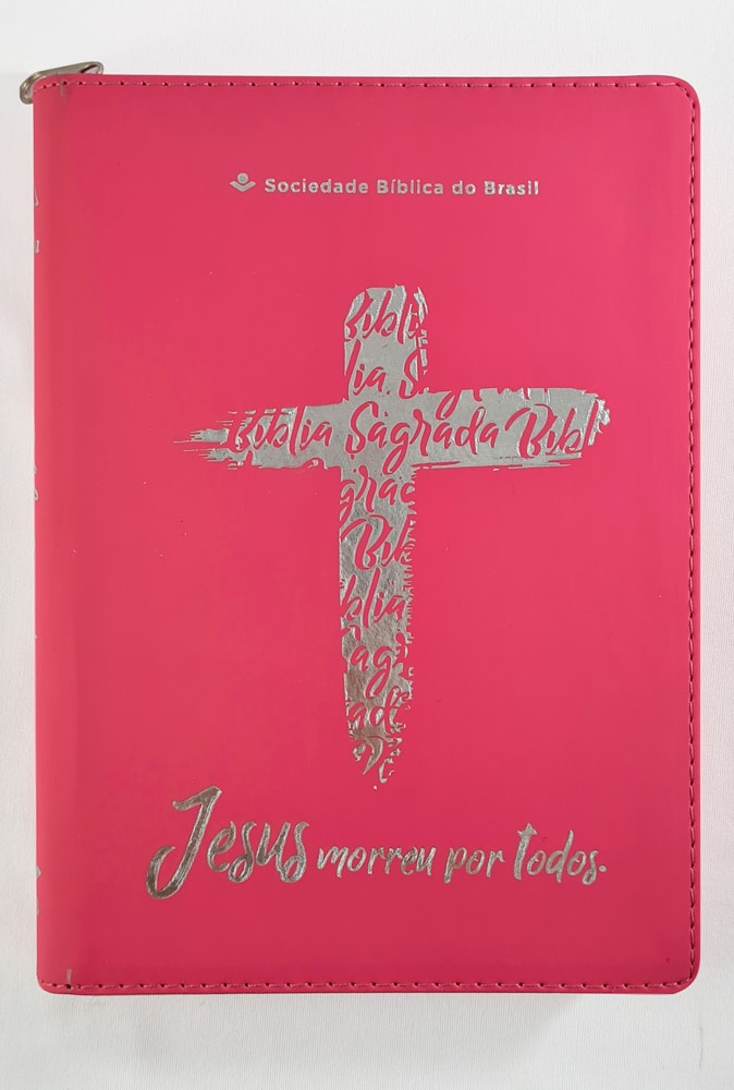 Bíblia Sagrada | ARC | Letra Grande | Capa Luxo Cruz Pink c/ Ziper