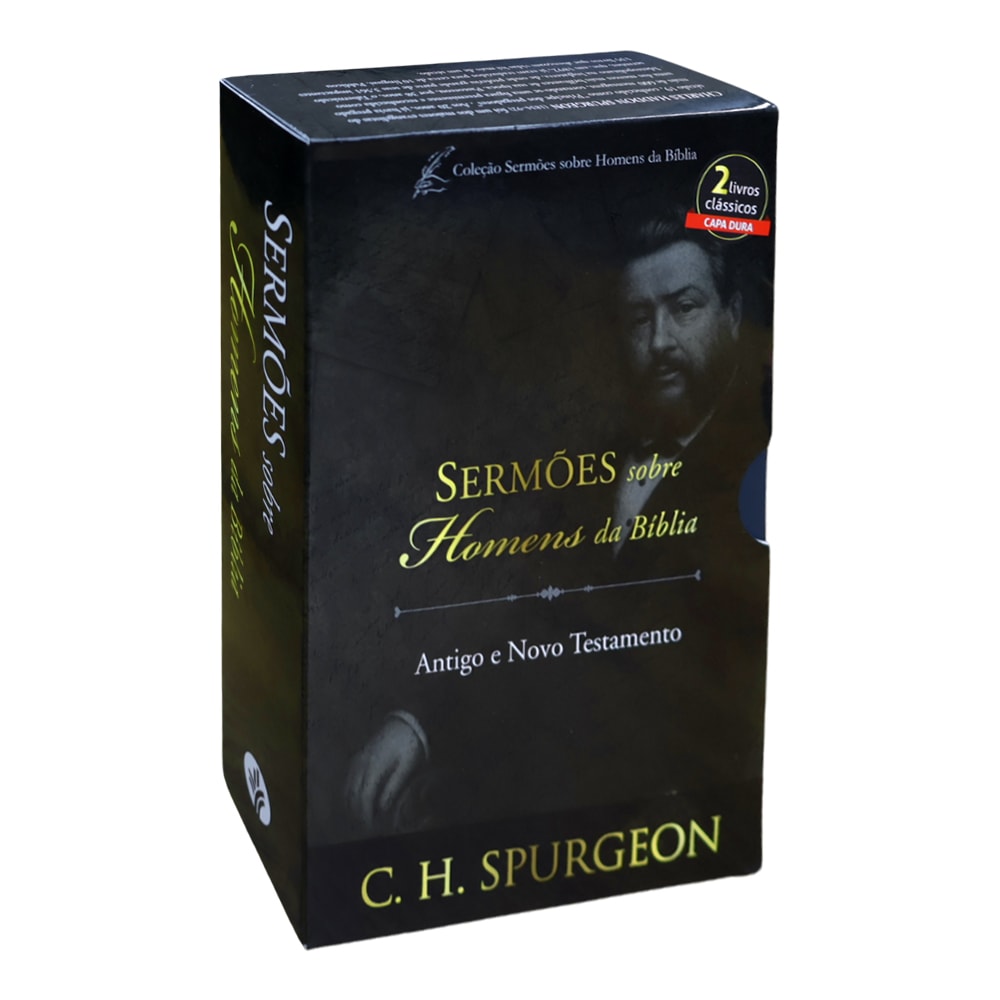 Box de livros Sermões sobre Homens da Bíblia de C. H. Spurgeon, capa preta com imagem do autor. — Plenitude