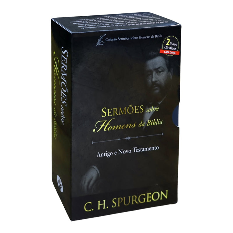 Box de livros Sermões sobre Homens da Bíblia de C. H. Spurgeon, capa preta com imagem do autor. — Plenitude