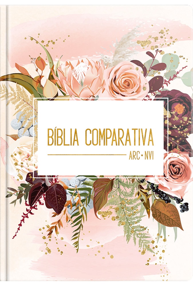 Bíblia Sagrada Edição Comparativa | ARC e NVI | Letra Média | Capa Luxo Flor de Henna