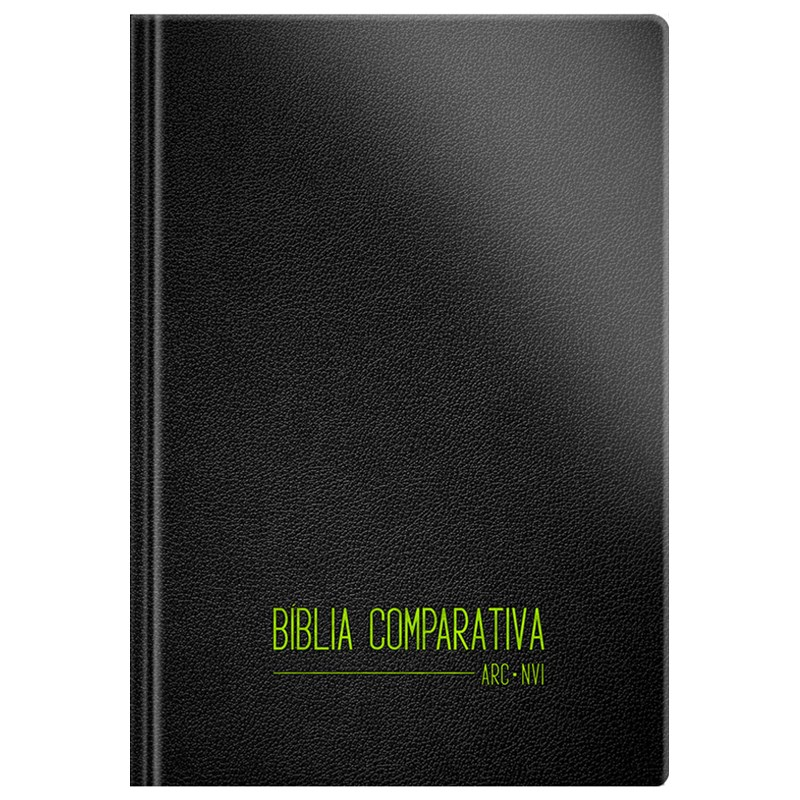 Bíblia Comparativa ARC e NVI, capa luxo preta com textura, letra média. — Plenitude