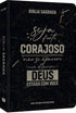 Bíblia Sagrada NVI, capa preta com textura, frase "Seja forte e corajoso" em destaque. — Plenitude