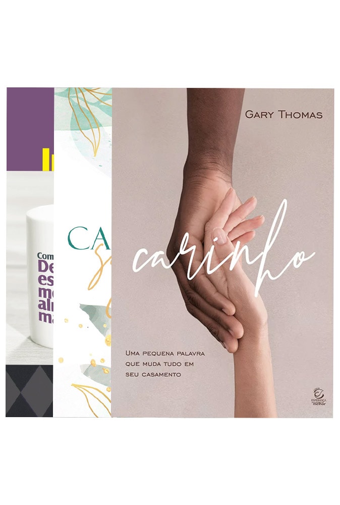 Kit de 3 livros sobre casamento e relacionamento de Gary Thomas, com capas em tons de branco e verde. — Plenitude