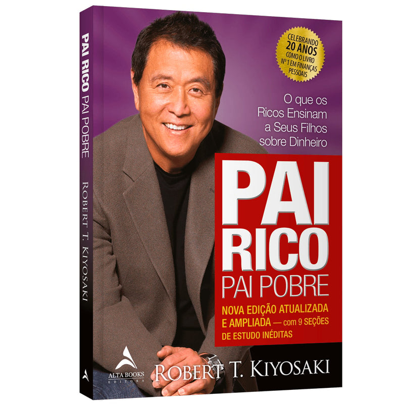 Capa de livro "Pai Rico Pai Pobre" nova edição com foto de Robert T. Kiyosaki. — Plenitude