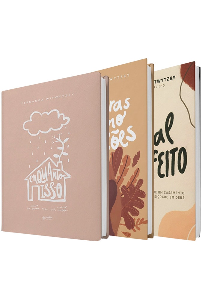 Kit 3 Livros Fernanda Witwytzky, capas com ilustrações em tons pastel. — Plenitude
