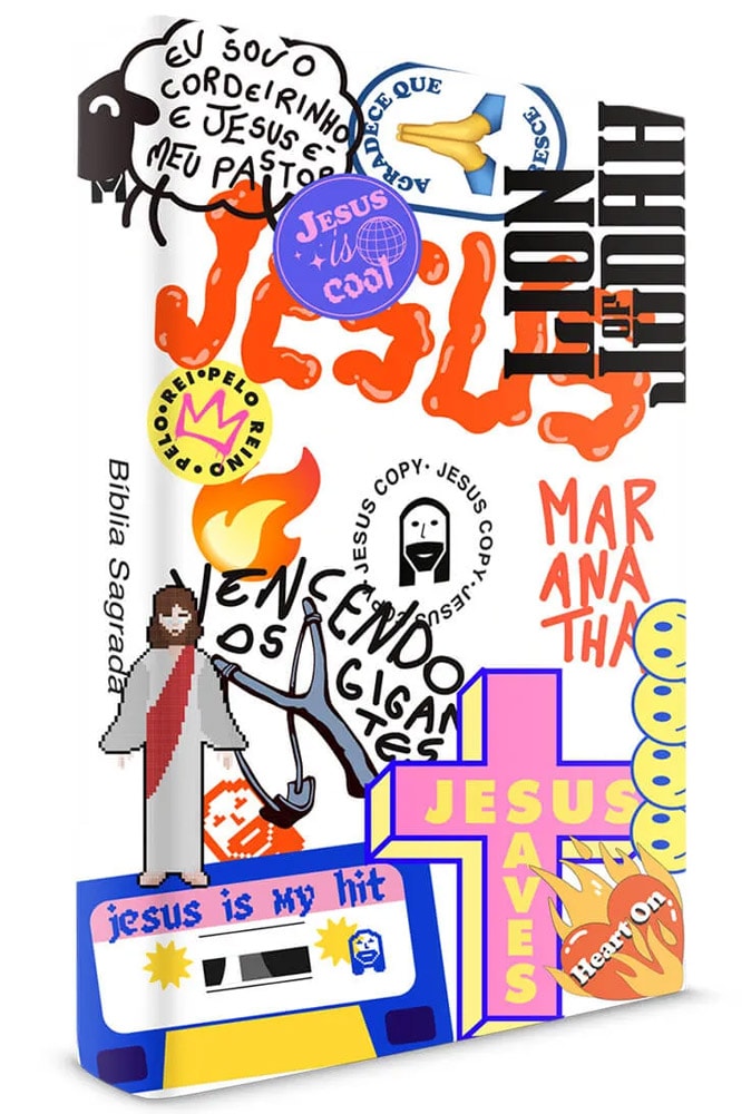 Bíblia Jesus Copy Sticker | NVI | Capa Dura Branca