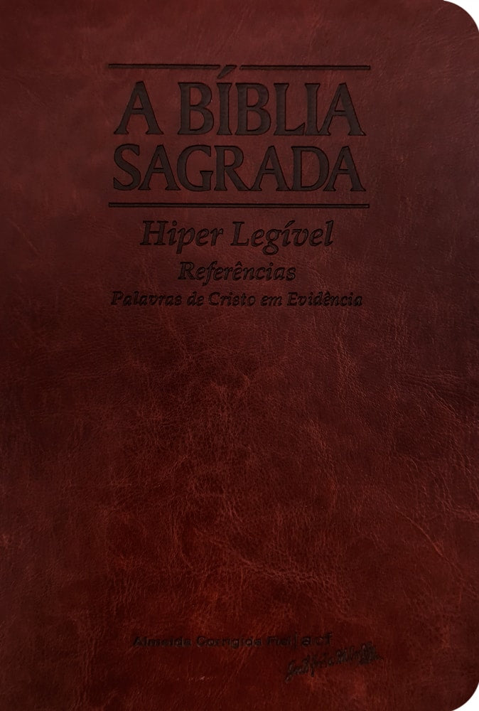 Bíblia Sagrada ACF Hiper Legível, capa mogno, com referências e palavras de Cristo em evidência — Plenitude.