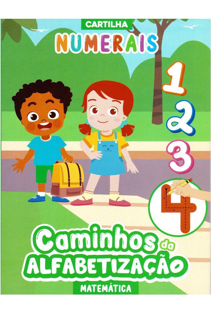 Cartilha Numerais Caminho da Alfabetização, capa colorida com crianças e números. — Plenitude